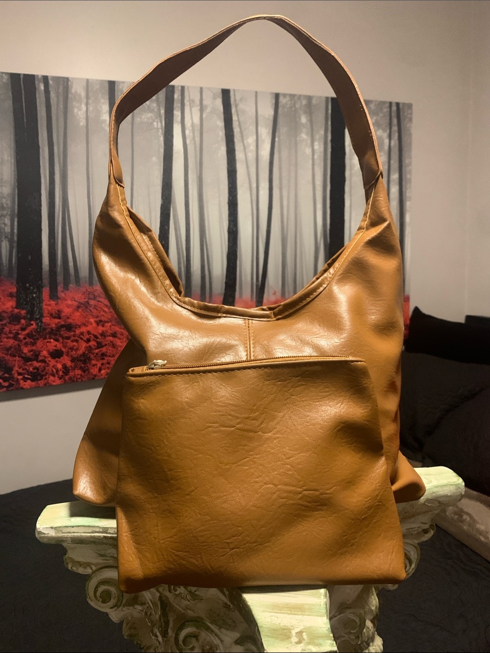 Classic Tan Women’s Shoulder Bag - Soft Faux Leather